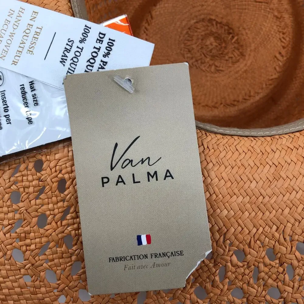 BRAND NEW Van Palma Opale Junior Woven Toquilla Straw Large Brim Hat Size Large